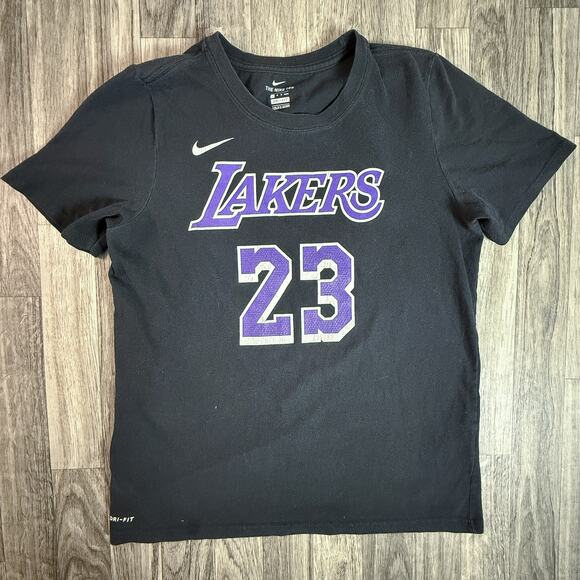 Nike Lakers LeBron James #23 Black Dri-Fit Tee Mens L – Official NBA Fan Gear - Picture 1 of 6